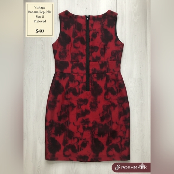 Vintage Banana Republic Sleeveless Midi Sheath Cocktail Dress Size 8 - Picture 3 of 3